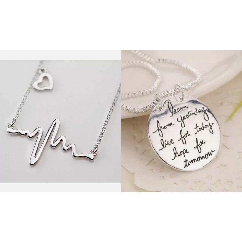 Inspirational Quote & EKG Pendant Necklaces